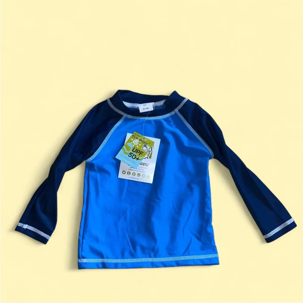 Flap Happy Kids UV 50 NWT Blue Navy Rash Guard Swim Top Size 12M